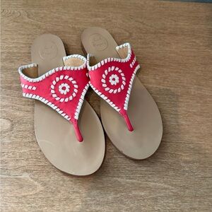 Jack Rogers coral pink and white Whipstitch Thong Sandals